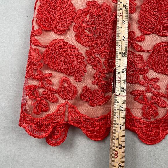 Vince Camuto Embroidered Mesh Sheath Dress Sz 8 Floral Red Cocktail Party - Picture 10 of 10